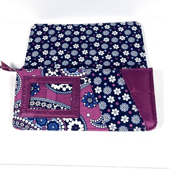 Vera Bradley Paisley Floral‎ Large Travel Wallet Colorful "Boysenberry" Pattern - Picture 3 of 7